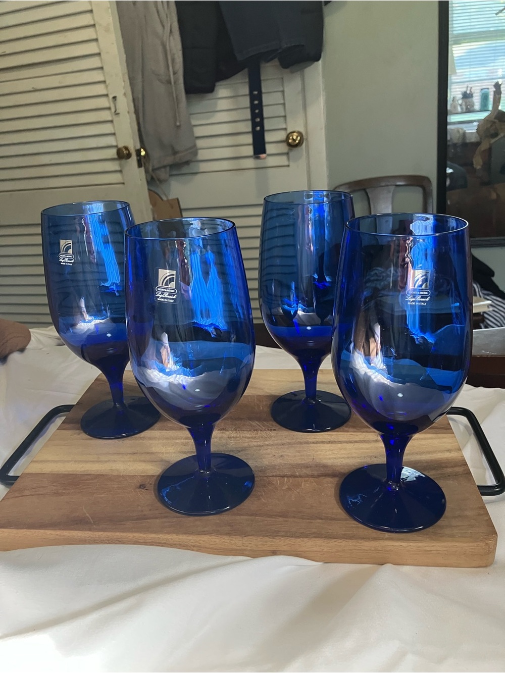 NWT Vintage Set of 4 Luigi Bormioli Cobalt Blue Stemmed Glassware